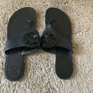 Tory Burch Black Pebbled Leather Sandle